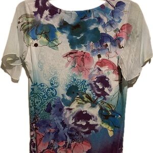 Vibrant Floral Short Sleeve Women's Top